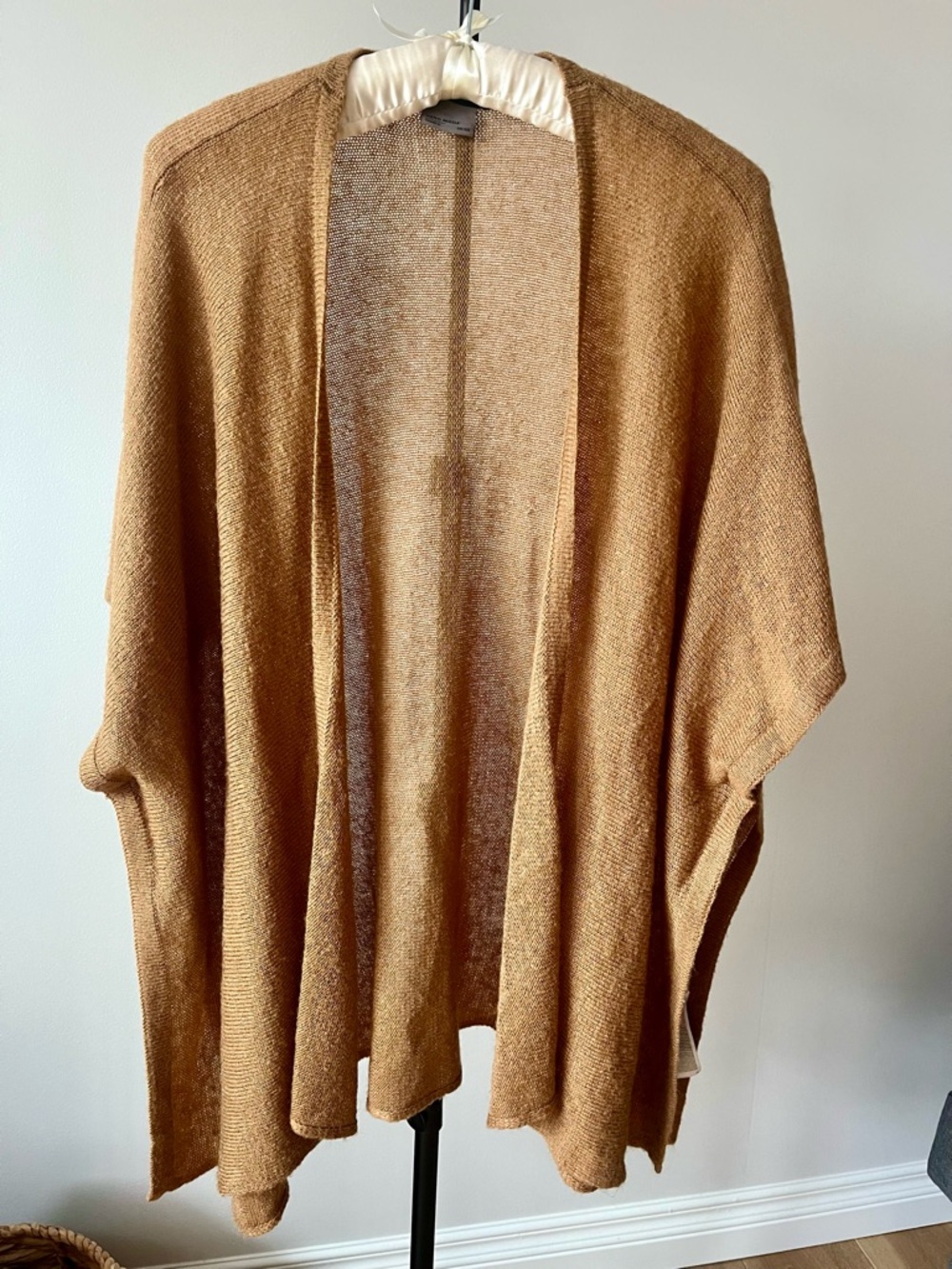 Vero Moda Minimalist Camel Knit Cape Cardigan Open Front Lightweight OS